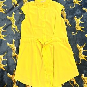 Tory Burch Gigi Lemon Curd cap sleeve silk shirtdress